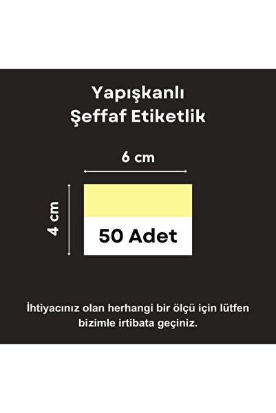Şeffaf Etiket 50 ad PVC Etiketlik Yapışkanlı 6x4 cm Raf Etiket Cebi Yapışkanl...