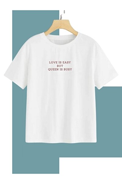 Boi Ljubav je laka Minimal slogan crno-bela majica kratkih rukava - letnja ma...