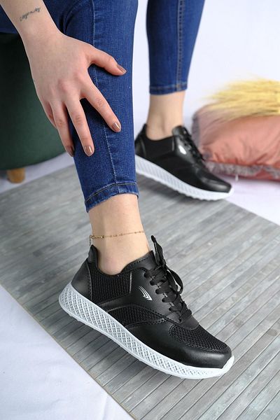 STOCON Μαύρο - Χοντρό Διχτυωτό Γυναικείο Sneaker Stc197