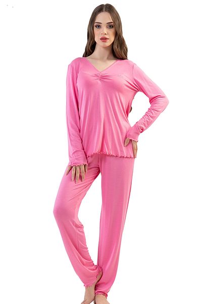 VİENETTA V-Neck Gathered Long Sleeve Pajama Set
,202072