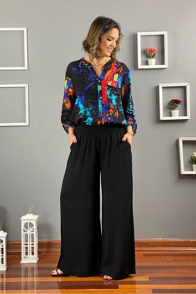 Nevin Kaya Moda Black Palazzo Trousers