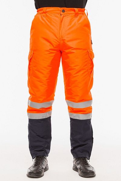Uniprom Men's Winter Work Pants - Water and Windproof, Fiber Inside Surface, Neon Orange