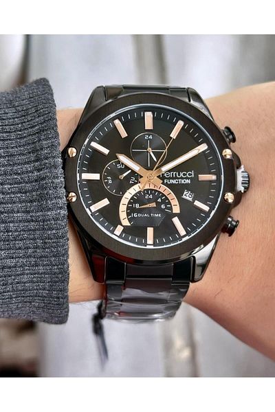 Ferrucci Men's Multifunctional Metal Band Wristwatch