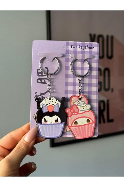 Planet Butik كورومي ميلودي كب كيك 2 قطعة سلسلة مفاتيح