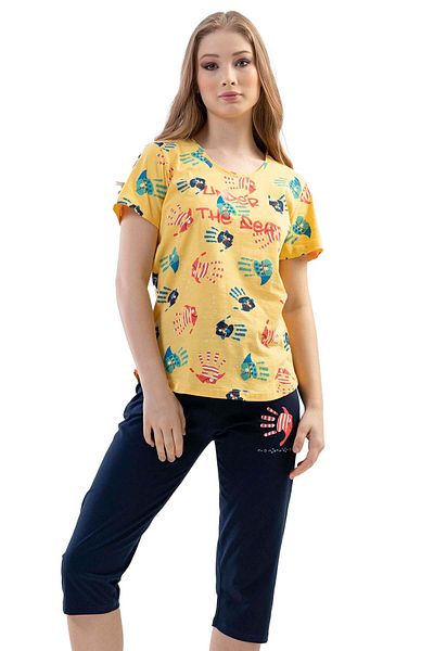VİENETTA Set de pijamale Capri din bumbac cu mâneci scurte 
 , 111519