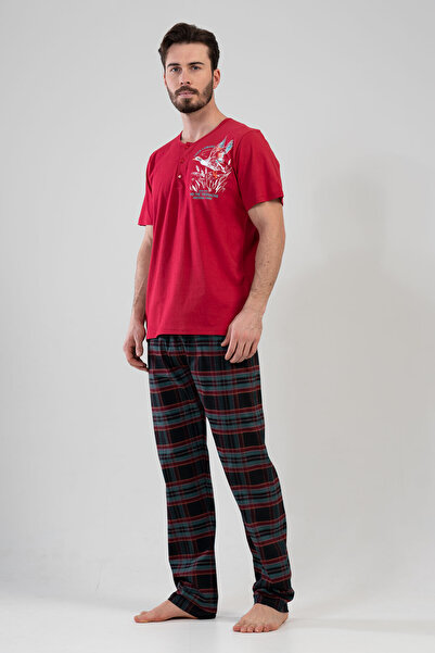 VİENETTA Cotton Men's Short Sleeve Pajama Set
,111396