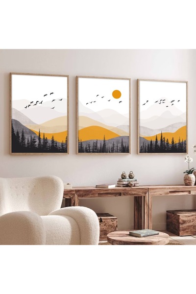 Dekorsiahome Σετ ζωγραφικής με ξύλινο πλαίσιο SarıDağlar
