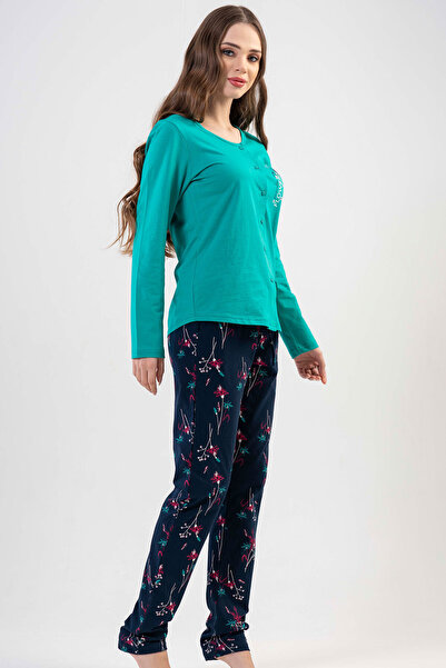 VİENETTA Cotton All Button Long Sleeve Pajama Suit 
 , 201087