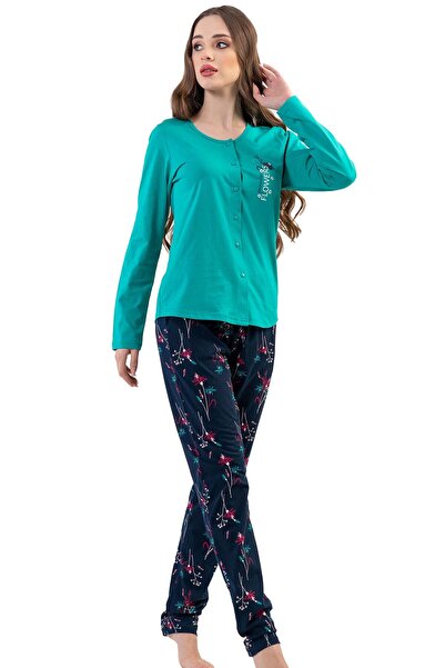 VİENETTA Cotton All Button Long Sleeve Pajama Suit 
 , 201087