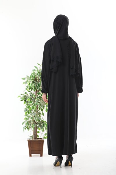 medipek dantelli başörtülü fermuarlı bilekleri lastikli kayma yapmaz namaz elbisesi