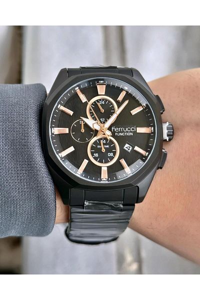 Ferrucci Men's Multifunctional Metal Band Wristwatch