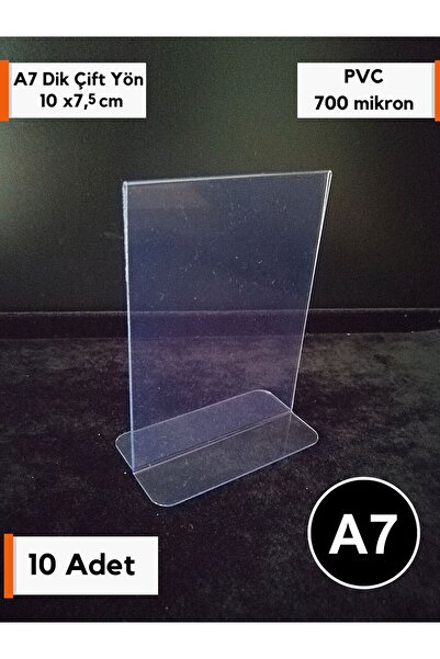 Şeffaf Etiket 10 Adet Pvc A7 Etiketlik Isimlik Çift Yön Dik Ayaklı Şeffaf Isi...