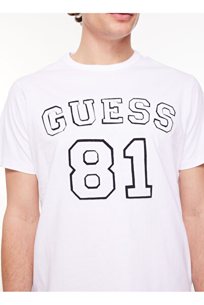 Guess Ανδρικό μπλουζάκι με λαιμόκοψη μονόχρωμο λευκό M4RI22K8FQ4G011_SS CN GUESS 81 PATC