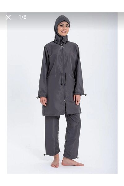 GC GÖKHAN CLUB 4 Piece Full Coverage Water Repellent Quick Drying Adjustable Zipper Hijab Swimsuit