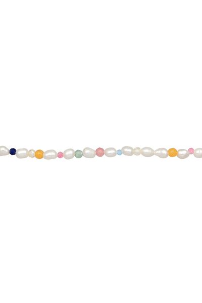 ELLI Halskette Damen Trend Beads mit Süßwasser-Zuchtperlen und Edelsteinen in 925 Sterling Silber Gold