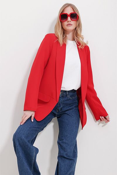 Trend Alaçatı Stili Women's Red Shawl Collar Lined Jacket ALC-X11607