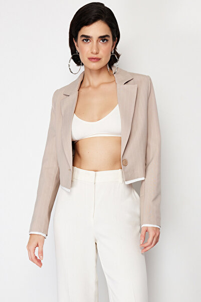 Trendyol Collection Πέτρινο υφαντό σακάκι σακάκι TWOSS24BC00011