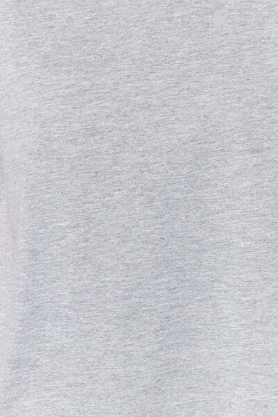 Trendyol Collection Szürke melange 100% pamut V-nyakú kötött póló
