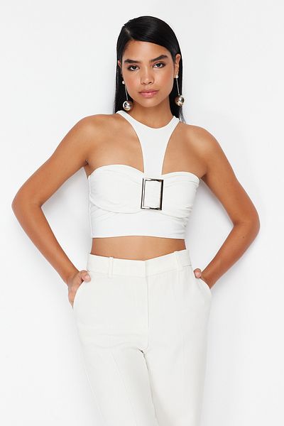 Trendyol Collection Весільні аксесуари для нареченої біле бюст'є Orme Crop TPRSS23BS00088