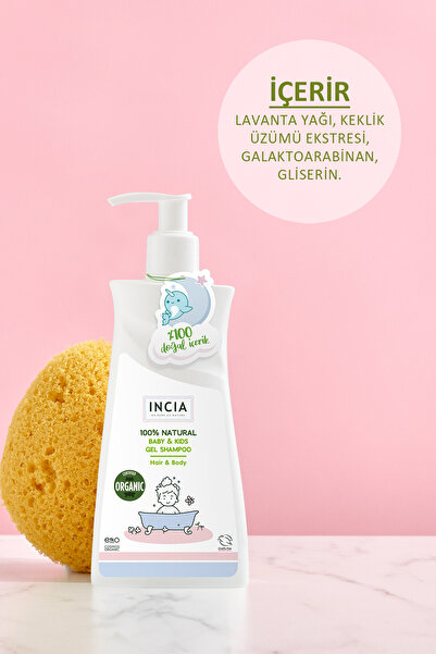 Incia %100 Doğal Organik Bebek Ve Çocuk Jel Şampuanı Saç Vücut Lavanta Konak Önleyici 350ml X 2 Adet