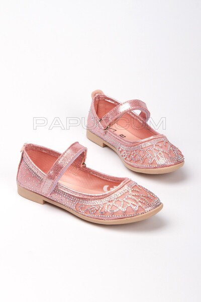 p papuccum ortopedi çocuk ayakkabıları Kız Çocuk Pembe Lazer Taşlı Babet