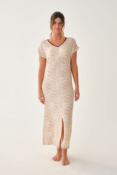 Dagi Ecru Short Sleeve Viscose Nightgown