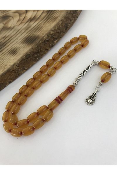 Sultan Telkari Dark Yellow Tone - Persian Vineyard Powder Amber Prayer Beads