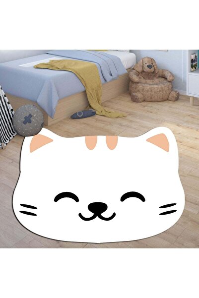 eco concept Beyaz Yuvarlak Halı, Kedili Çocuk Halısı, Yuvarlak Çocuk Halısı, ...