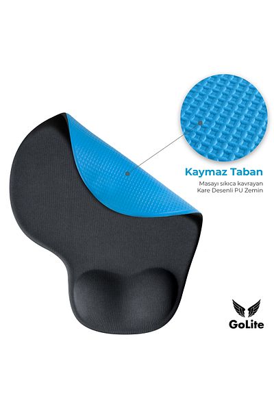 GoLite Μαλακό ποντίκι με υποστήριξη καρπού Εργονομική αντιολισθητική βάση Μαύρο ποντίκι Άνετο μαξιλαράκι ποντικιού