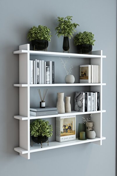 KLT Modüler Dekoratif Duvar Rafı, Modern Duvar Rafı, Mobilya, 3lü Raf