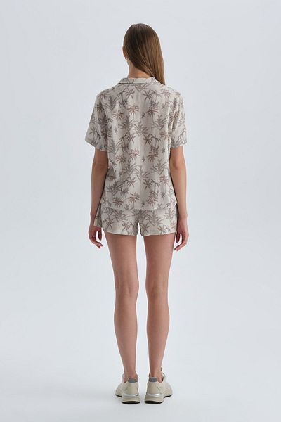 Dagi Beige Floral Linen Shirt
