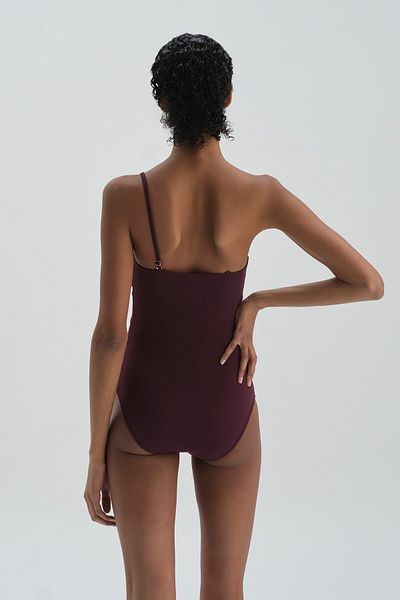 Dagi Weinroter One-Shoulder-Badeanzug