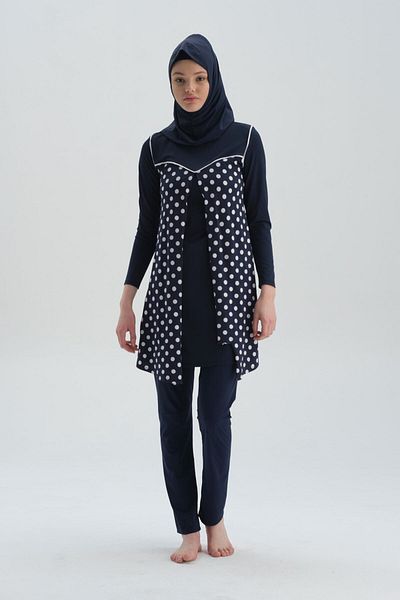 Dagi Marineblauer, langärmliger Strumpfhosen-Badeanzug