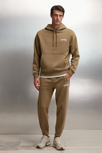 GRIMELANGE Bernon Herren – Weiche, elastische, schmale Jogginghose mit drei Taschen aus Bio-Baumwolle in Khaki