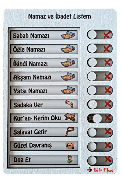 gift plus Ahşap Namaz ve İbadet Listem-Günlük Rutin Listesi
