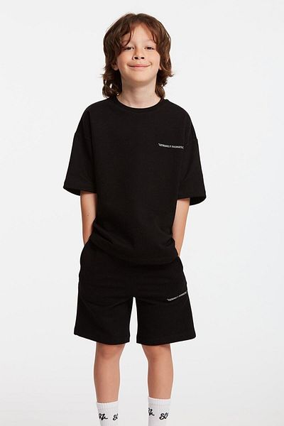 GRIMELANGE Bogota Jungen-Trainingsanzug-Set mit Rundhalsausschnitt und Stickerei in Schwarz