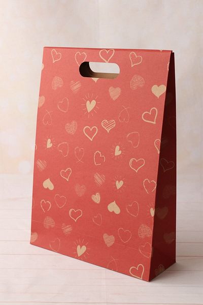 demontecraft Φάκελος-τσάντα Red Heart, Τσάντα δώρου (35x25x9 ) 2 Τεμάχια