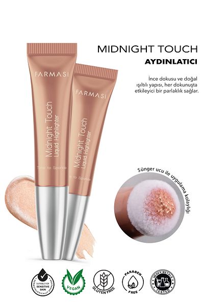 Farmasi Midnight Touch Soft Sponge Tip Liquid Highlighter Time To Sparkle 12 ml