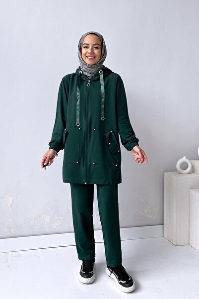 Ka Hijab Κοστούμι με λεπτομέρεια Hijab - Emerald Green