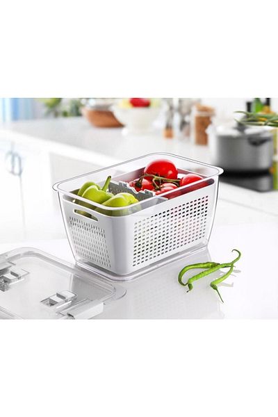 CNS Plastik Lossa Multi-Purpose Organizer with Strainer and Compartments Medium Size 5 Lt