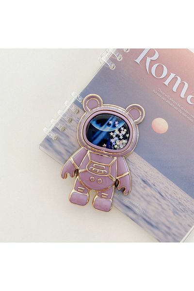 wowacs Mobile Phone Stand with Space Glittered Moving Astronaut Figure that Can Be Adhered to the Back of a Phone or Case