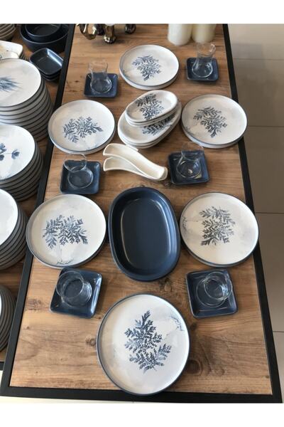 Keramika 6 Kişilik 28 Parça Stackable Blue Magic Kahvaltı Takımı Çalı