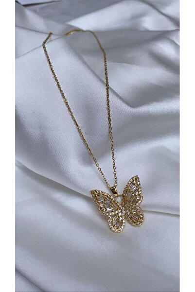 Accessories Kelebek Çelik Gold Renk Kolye