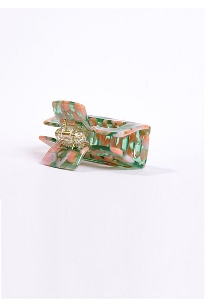 Roberta Lorenz Green Marble Patterned Latch Buckle, Quality Bone Material