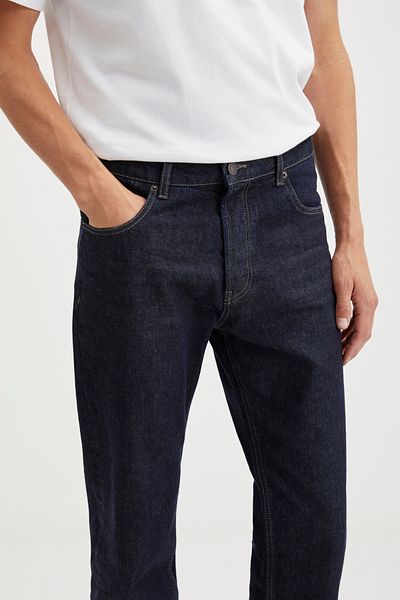 GRIMELANGE Bruno Herren-Denim-Jeans in normaler, bequemer Passform, dicker, strukturierter Wascheffekt, marineblau