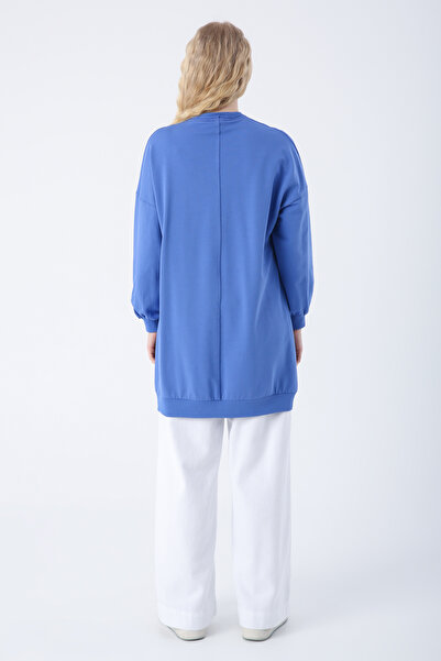 ALLDAY Parliament Cotton Sweat Tunic with Lace Detail on the Collar, Comfortable Fit