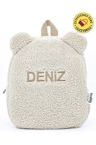 Tosbiş [ Istediğiniz Ismi Yazıyoruz ] Teddy Krem 0-8 Yaş Çocuk Sırt Çantası, Anaokulu-kreş Sırt Çantası