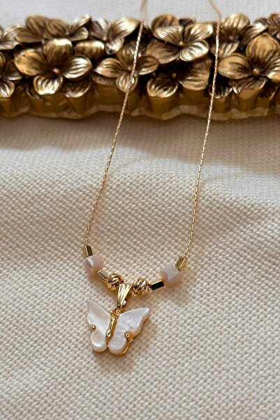 Trendy Butik فراشة بيضاء نموذج سلسلة رقيقة قلادة