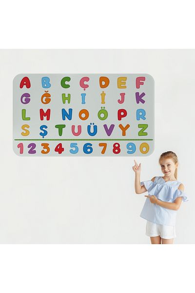 Harita Sepeti Educational Colorful Turkish Alphabet and Number Training Sticker, Children's Room, Kindergarten Wall Sticker-3892