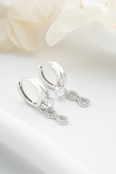 Silvano Jewelry 925 Ayar Gümüş Çift Sonsuzluk Taşlı Küpe